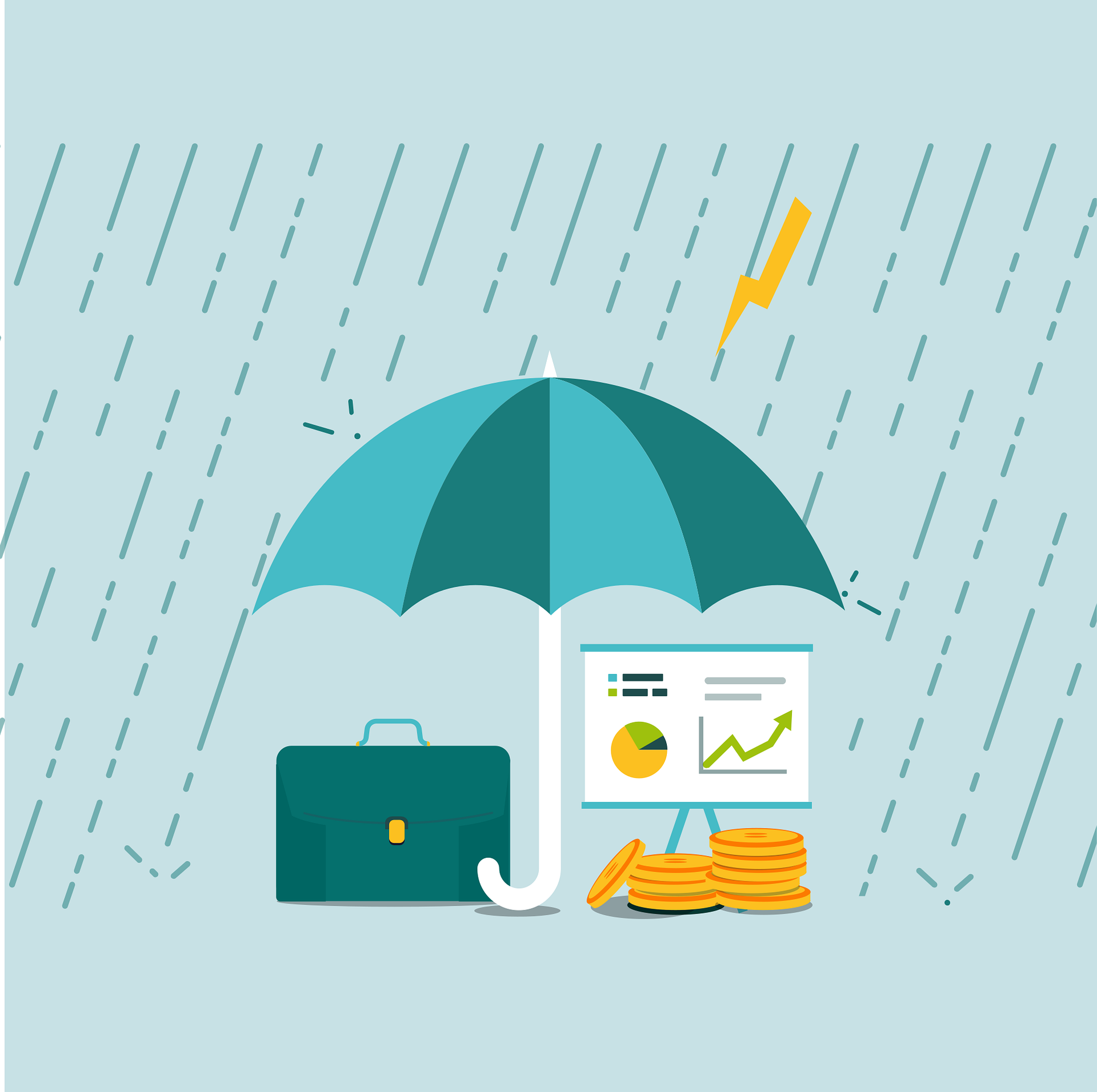 Protecting your income with DI (picture of an umbrella in the rain protecting money)